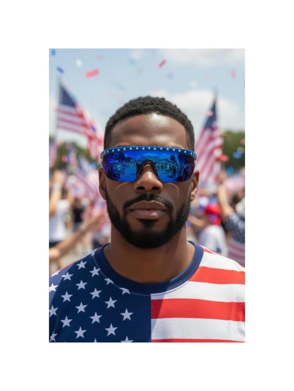 RETRO Red White Blue Patriotic Sunglasses With Case 400 UV Dark Tint Trendy